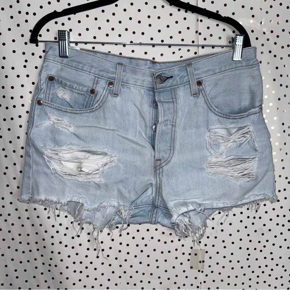 Levi's Light Blue Distressed Jean Shorts